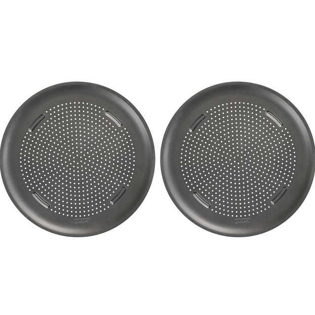 GoodCook AirPerfect Nonstick 16” Pizza Pan - Set of 2 - Pizza Trays for Oven, Perforated Round Pizza Pan, Carbon Steel Baking Pan, Homemade, Frozen & Leftover Slices