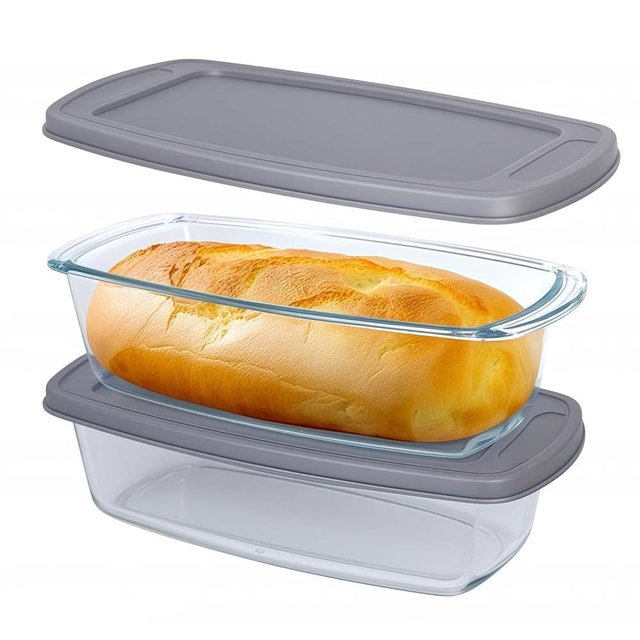 Findful Glass Loaf Pan with Lids (Set of 2) - 1.9 Qt Bread Pans with Lid for Homemade Bread - Grip Handle Easy Carry - Microwave and Oven Safe - Loaf Pans For Baking Bread, Cakes