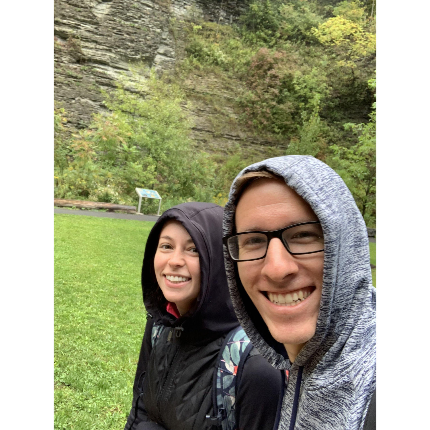 A rainy day for our hike up the mountain at Watkins Glen State Park