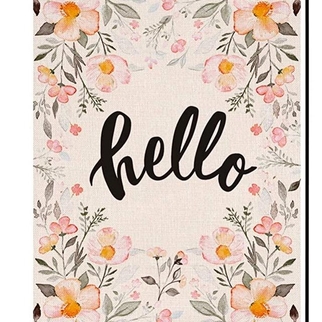 Wedding Birthday Flower Hello Garden Flag Small Vertical Double Sided 12.5 x 18 Inch Yellow Floral Wreath Burlap Yard Outdoor Decor