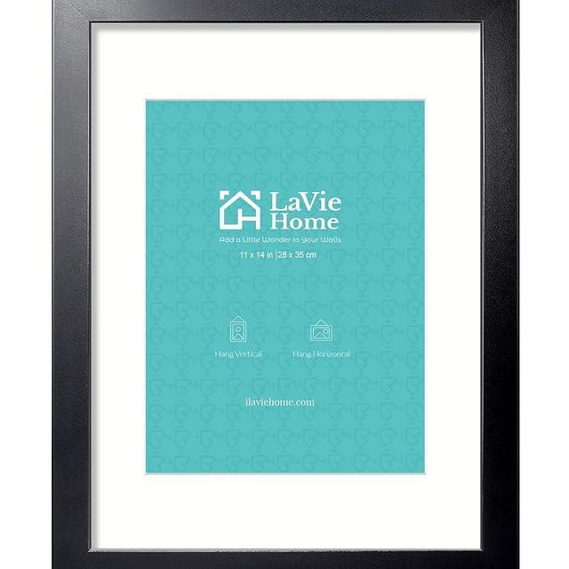 LaVie Home 11x14 Picture Frame, 11 x 14 Frame Display Pictures 8x10 with Mat or 11x14 Without Mat, Stable and Sturdy Black Frame and Polished Plexiglass, Horizontal and Vertical Format of The Walls