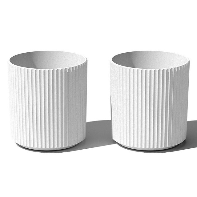 Veradek Round Demi Planter Pots for Indoor/Outdoor Garden Use | Made from Plastic - Concrete Mix with Drainage Holes | Perfect for Small to Large Succulent Plants, Flowers, Modern Interior Plants