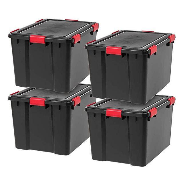 IRIS USA UCB-LDD WEATHERTIGHT Storage Box, 74 Quart, Black, 4 Pack