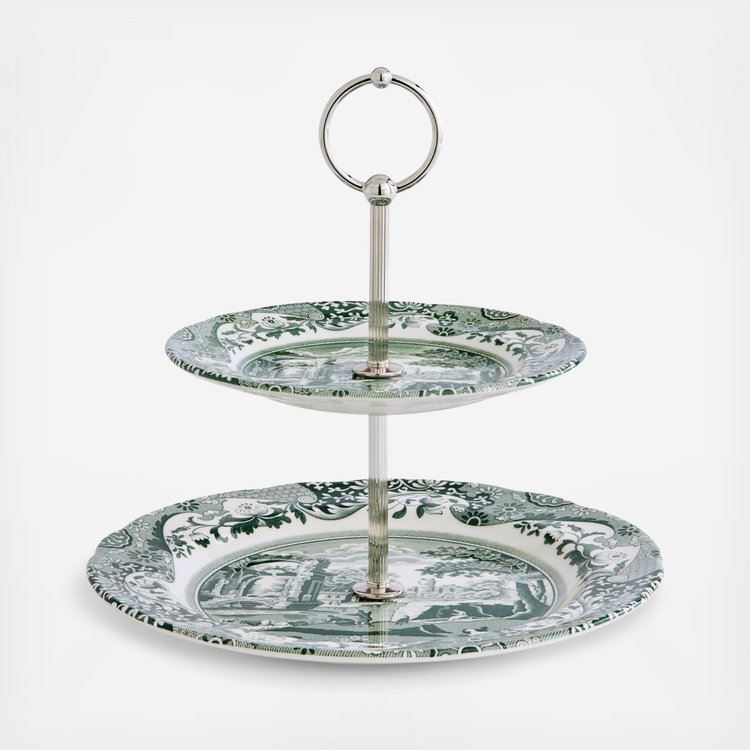 Spode, Green Italian 2-Tier Cake Stand | Zola