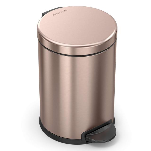 simplehuman, Rose Gold 4.5 Liter / 1.2 Gallon Round Bathroom Step Trash Can, Stainless Steel