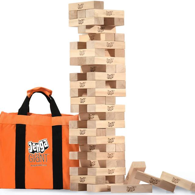 Jenga Giant JS6 (Stacks to Over 4 Feet) Precision-Crafted, Premium Hardwood Game with Heavy-Duty Carry Bag (Authentic Jenga Brand Game)