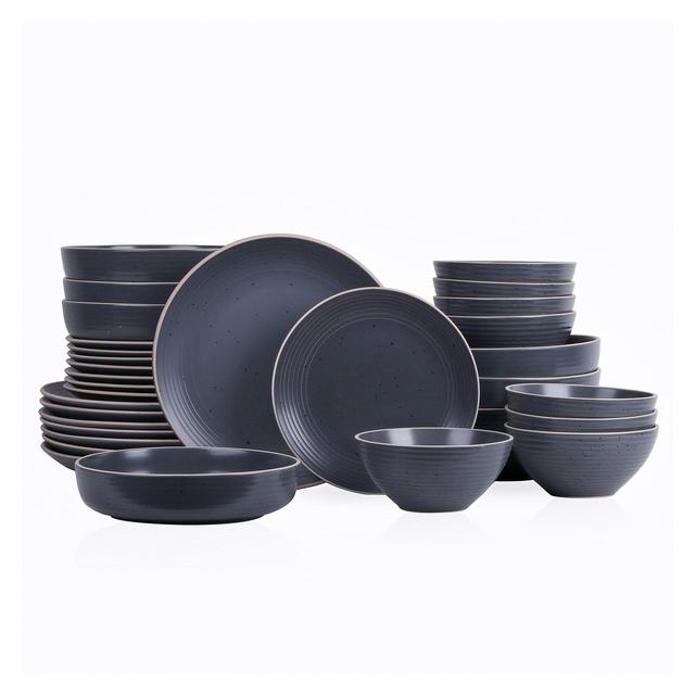 Stone Lain Lauren 32-Piece Stoneware Dinnerware Set, Service for 8, Charcoal