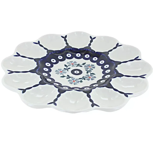 Blue Rose Polish Pottery Blue Violet Egg Plate