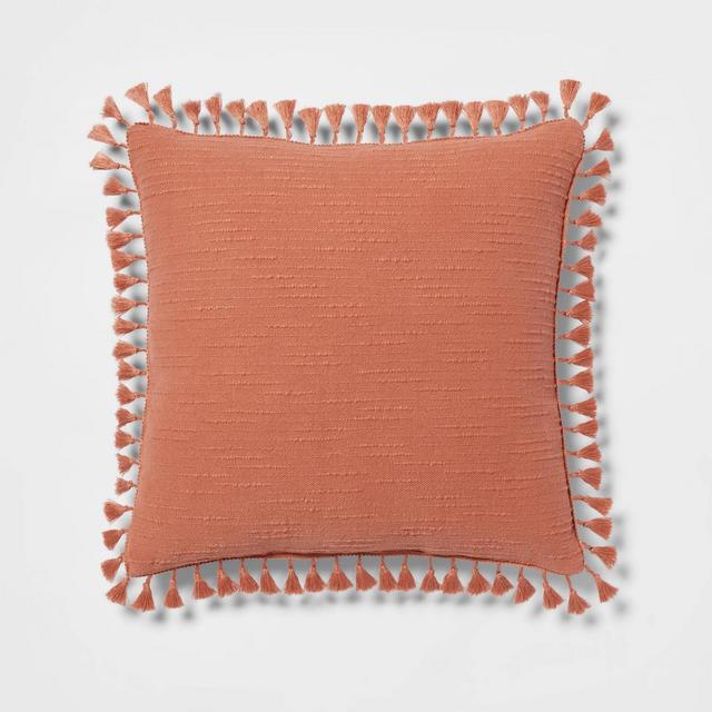 Euro Textured Slub Tassel Decorative Throw Pillow Terracotta - Threshold™