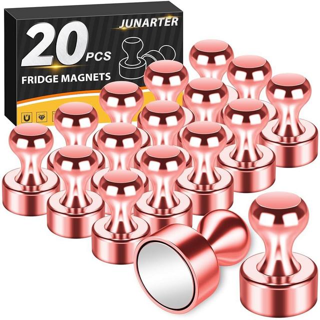 Junarter 20 Pack Magnetic Push Pins, Rose Gold Strong Fridge Magnets, Whiteboard Magnets, Refrigerator Magnets Strong, Dry Erase Board Magnets for Fridge, Whiteboard, Office, Classroom, Kitchen, Map