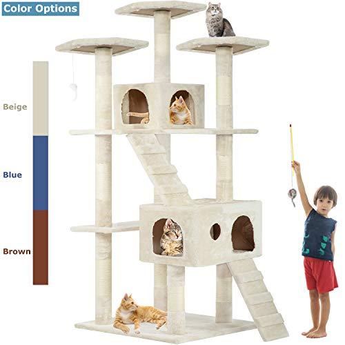 BestPet Cat Tree Cat Tower Cat Condo 57-72 inches Tall Multi-Level Playpen House Kitty Activity Tree Center with Funny Toys
