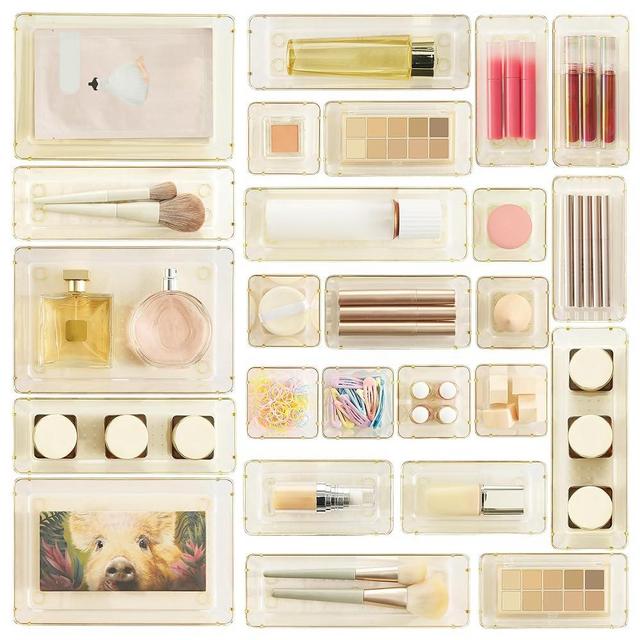 Vtopmart Clear Plastic Drawer Organizers for Bathroom (Clear Champagne)