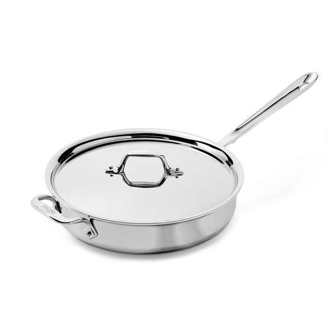 All-Clad 3qt Stainless Steel Saute Pan, 3-Ply Bonded Cookware, Silver
