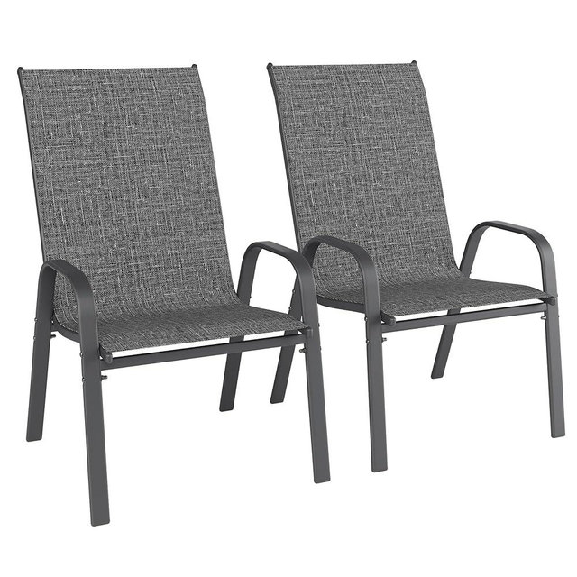 Redpick Patio Chairs Set of 2, Outdoor Dining Chairs Stackable for All Weather, Breathable Metal Modern Outside Furniture Chair for Pool Side, Garden, Backyard Deck, Dark Grey
