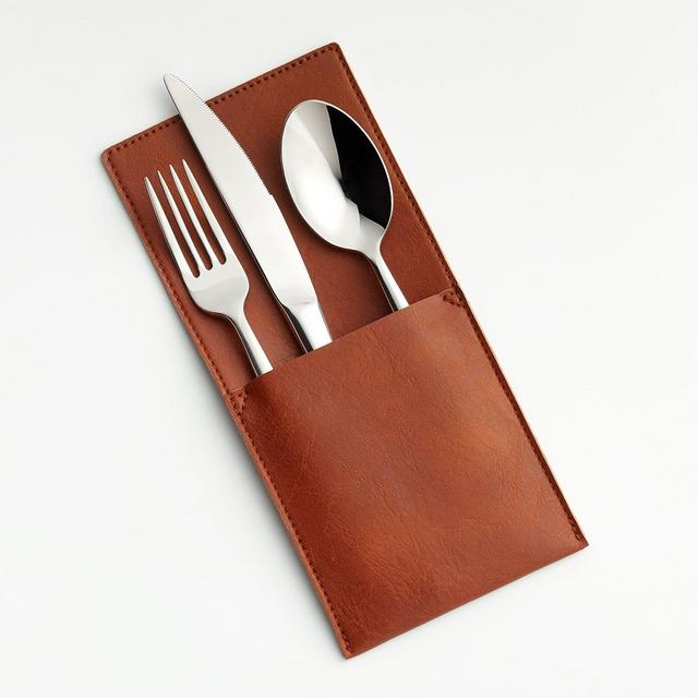 Faux Leather Flatware Pouch