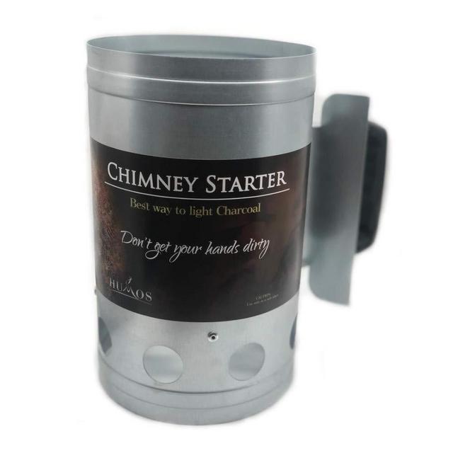 Humos Charcoal Chimney Starter Galvanized Steel 10.7x7, Silver