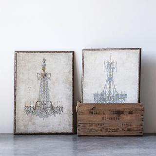 Chandelier Wood Framed 2-Piece Wall Decor Set