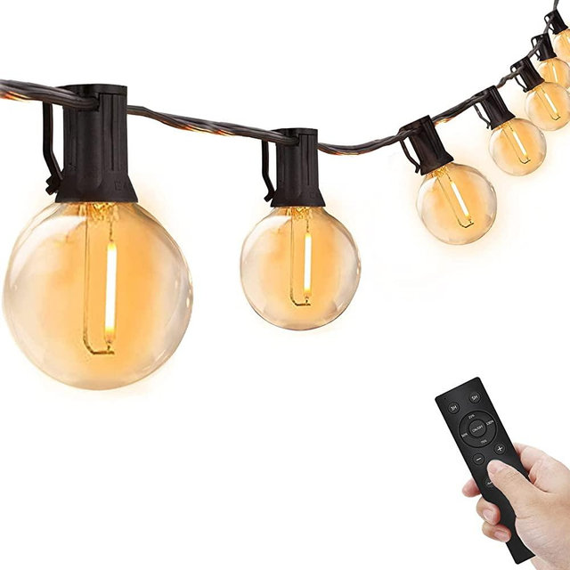 Outdoor String Lights,120FT Dimmable Globe Patio Hanging Outdoor Lighting with Wireless Remote Control,G40 LED Shatterproof Bulbs String with 60+2 Waterproof Bulbs for Backyard Porch Wedding