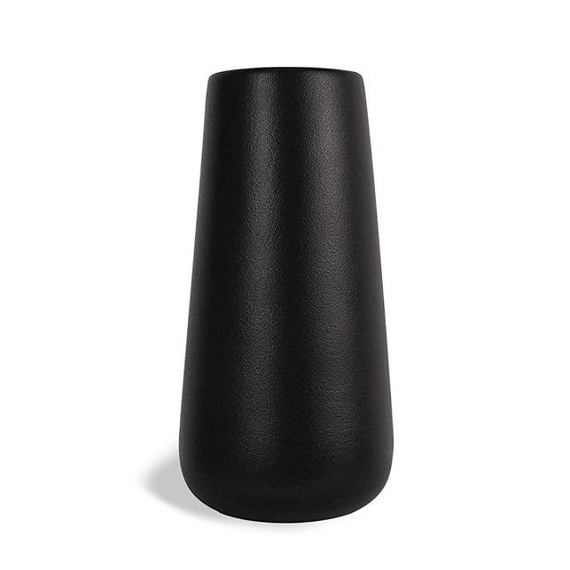 SANFERGE Ceramic Flower Vase for Home Décor Office Decoration, 8 Inch, Black