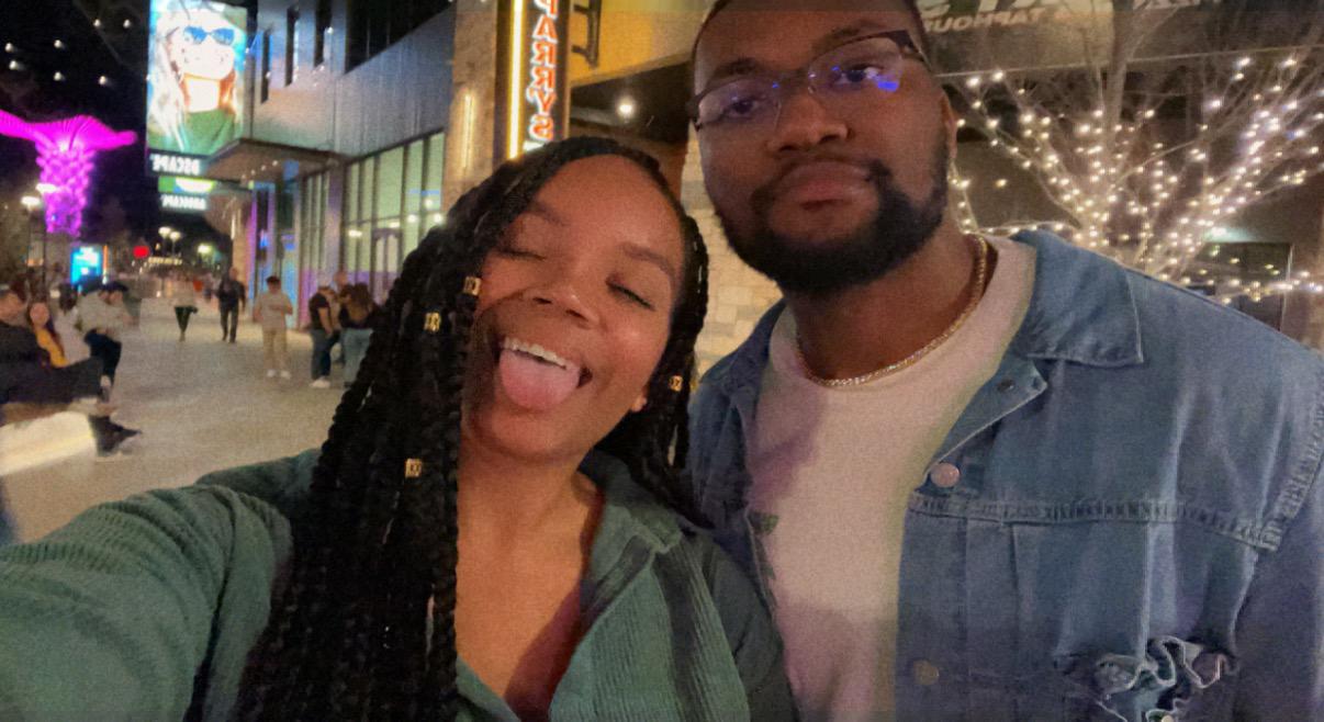Silly faces on date night!