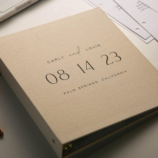 Wedding 3 Ring Linen Binder (Design 5) - Bridal Personalized DIY Planner Checklist Organizer Design Gift Fiancé Soon To Be Bride