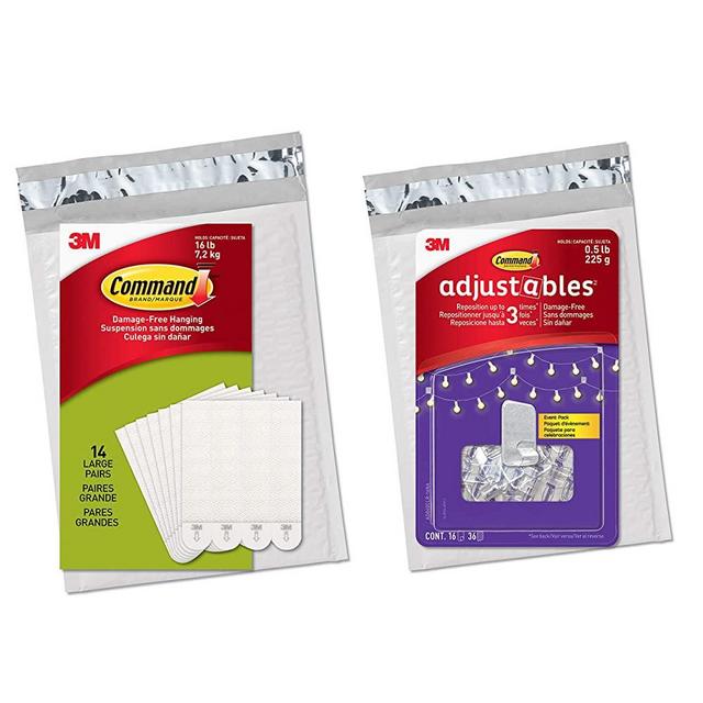 Command 14 Large White Picture Hanging Strips and 16 Adjustables Repositionable Clips