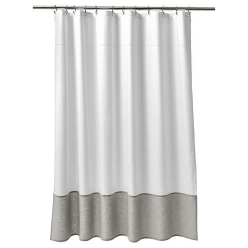 Oxford Stitch Shower Curtain White/Gray - Fieldcrest®