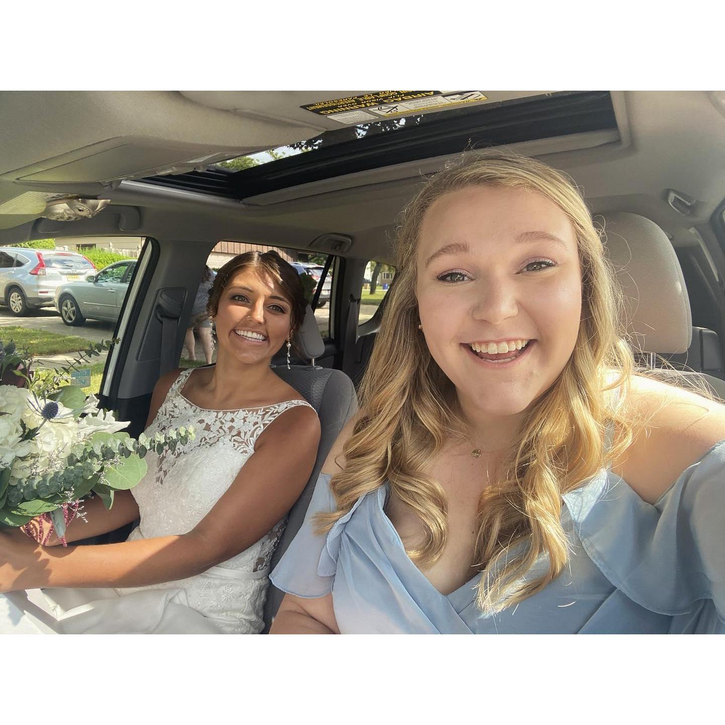 Hannah & Maggie, her Matron of Honor, on Maggie's wedding day.