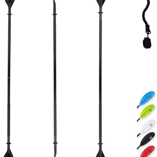 OCEANBROAD Kayak Paddle 86in/218cm, 90.5in/230cm, 95in/241cm Alloy Shaft Kayaking Boating Canoeing Oar with Paddle Leash