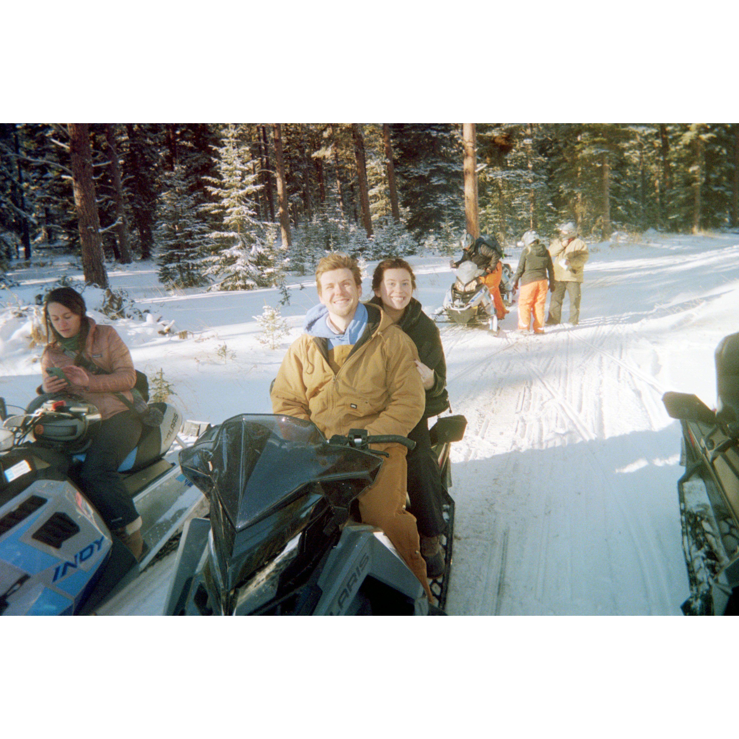 Snowmobiling for the first time.