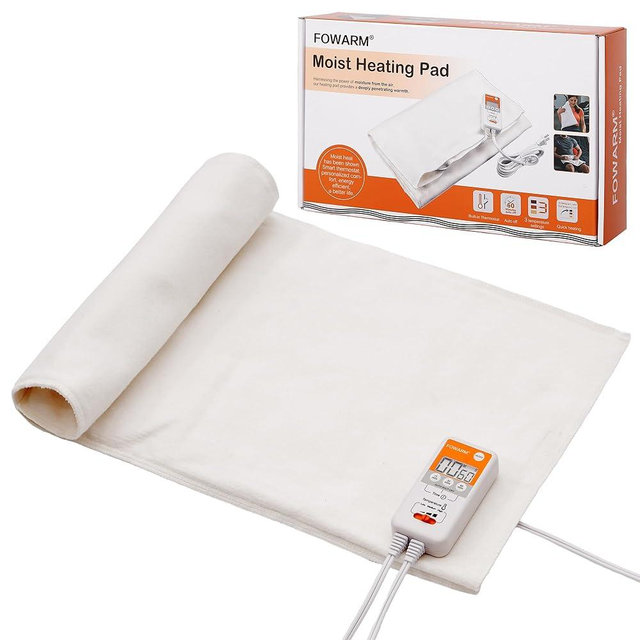 FOWARM Moist Heat Heating Pad for Back, Neck, Shoulder and Period Cramps, Weighted Electric Heating Pad for Deep Pain Relief, Auto Shut Off, Washable Removable Soft Cover, Large 11.8"x26"