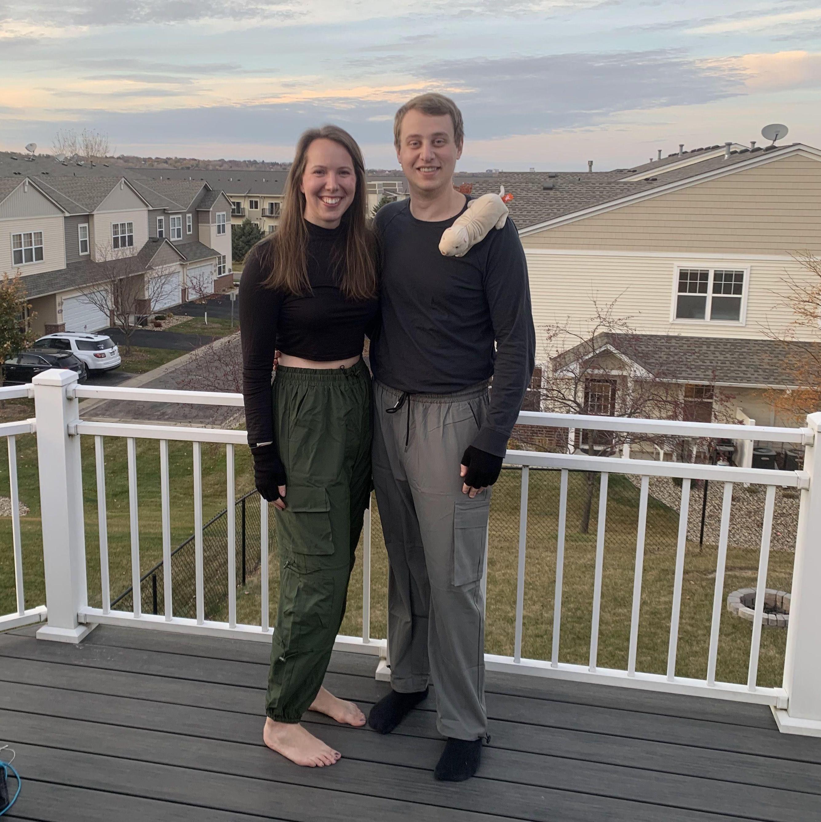 We dressed as Kim Possible and Ron Stoppable to host the 2024 Hallow-lympics, our last major party before the big day. We had so much fun playing games with our friends and future wedding party!
