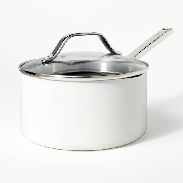 3qt Ceramic Nonstick Saucepan Cream - Figmint™