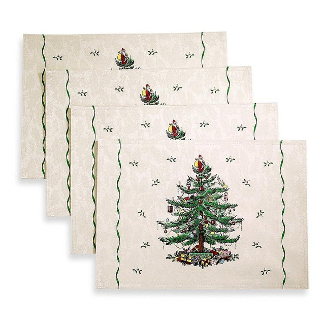 Spode - Placemats, Holiday Kitchen Accessories, Christmas Home Decor, Set of 4 (Spode Christmas Tree Collection)