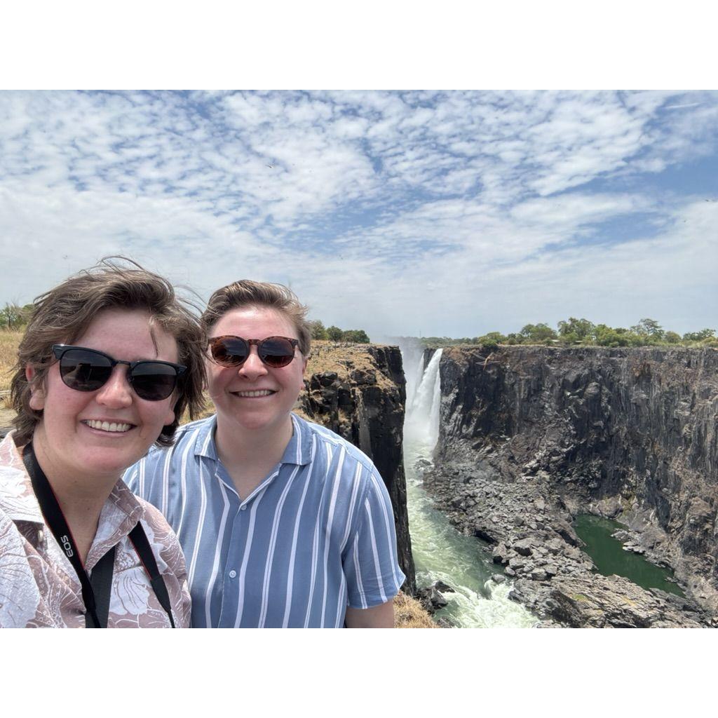 We travelled back to Zimbabwe for the holidays in December 2024. Here's us in front of Victoria Falls