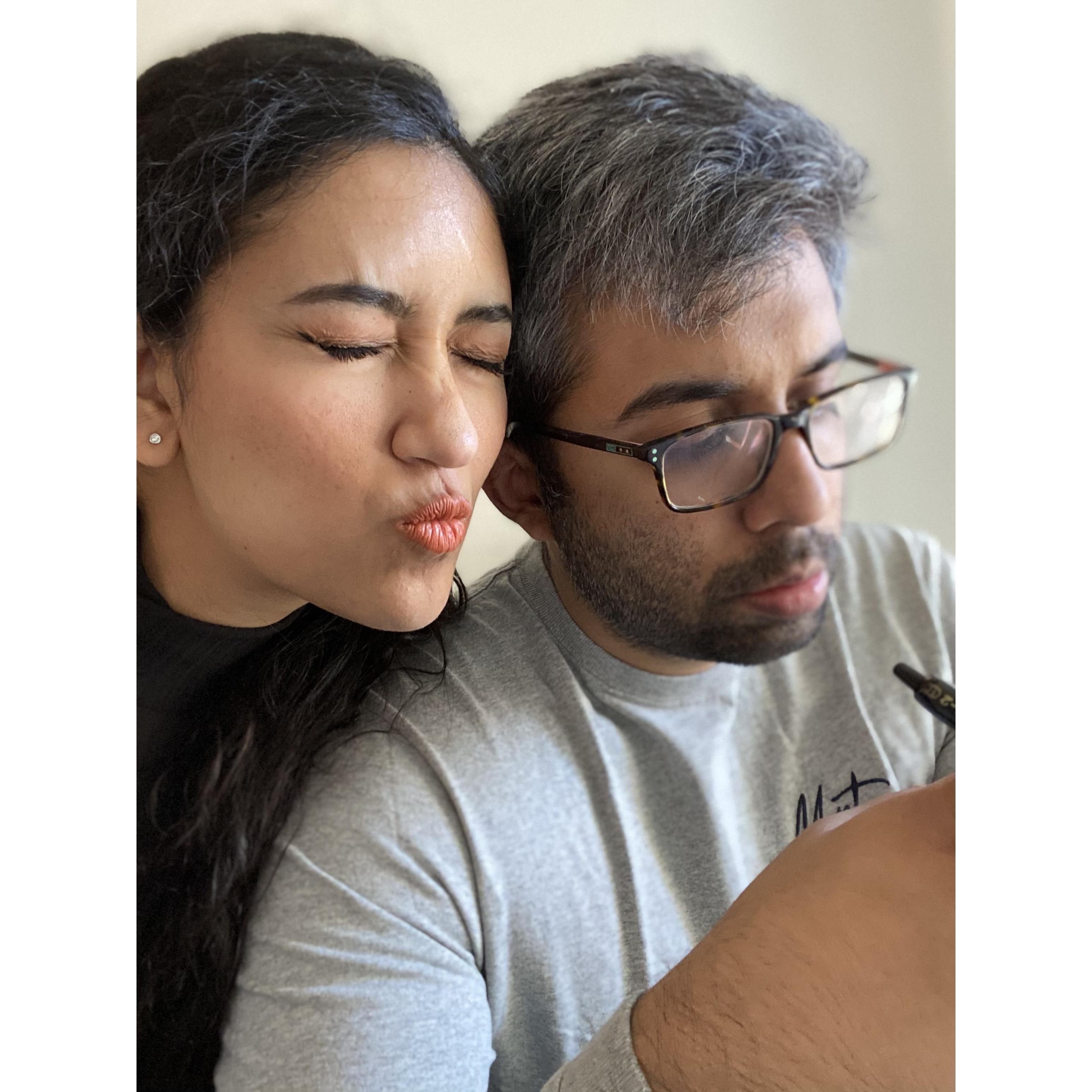 Sandhya bugging Bali while hes trying to do work...as always