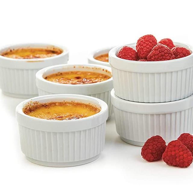 Prepworks by Progressive Porcelain Stacking Ramekins-Set of 6 for Baking, Crème Brulee Dishes, Souffle, Flan Pan Sauce, Custard, Pudding Cups, Dipping Bowls