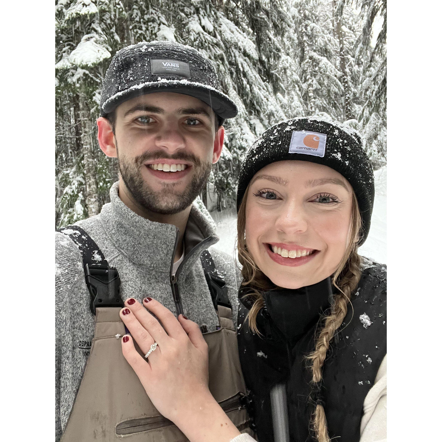 Our first selfie after we got engaged!