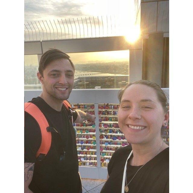 We put our locks with our dates on the Umeda Sky building.