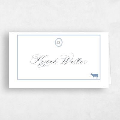 Denim Blue Wedding Place Card - Gavina Beef