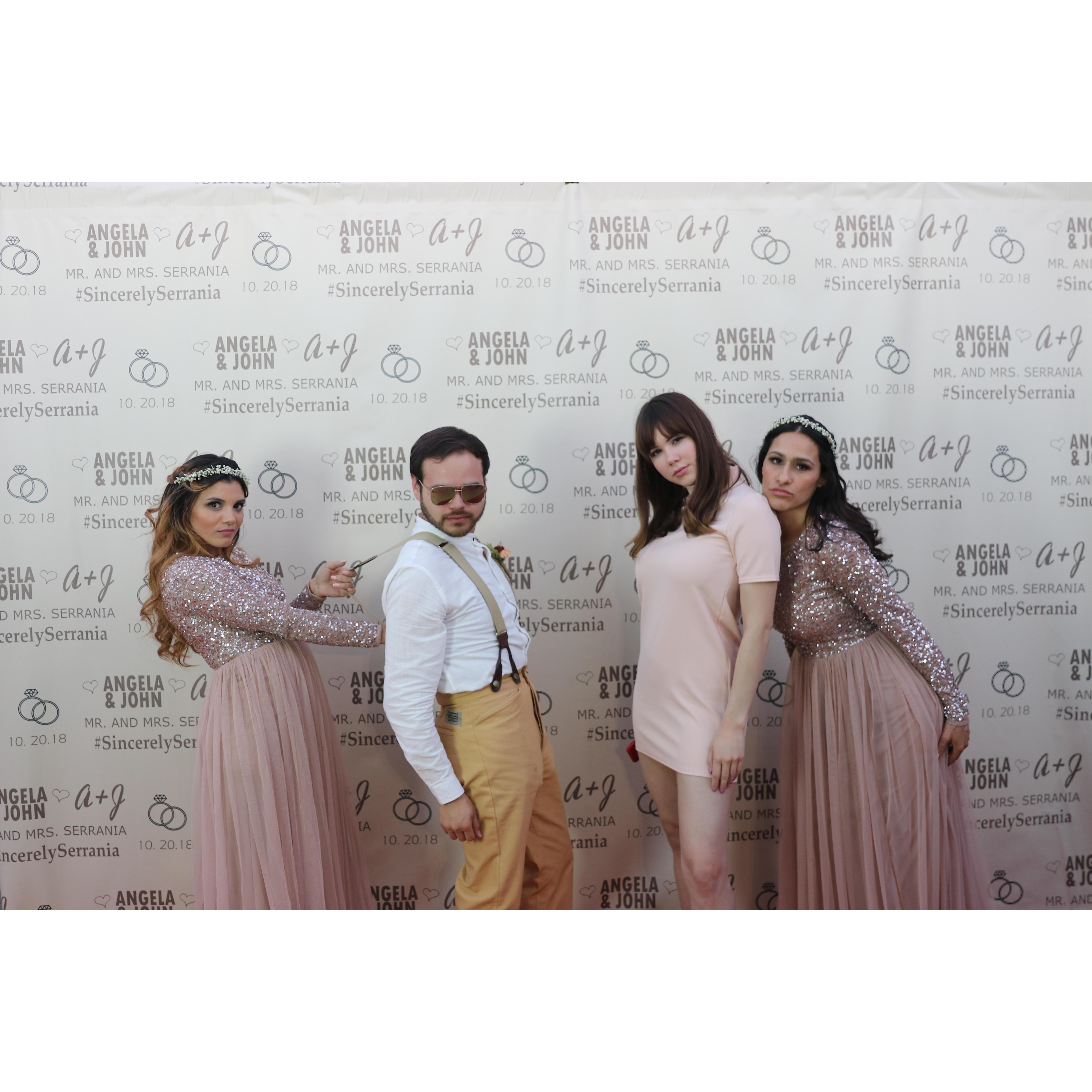 Bridesmaids Andria Bruno and Adriana Mulero with Jorge Soriano and Clair Riccio