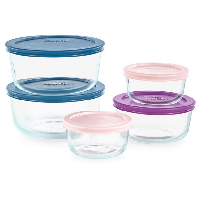Pyrex®10-piece Glass Food Storage Container Set with Pastel Colored Lids
