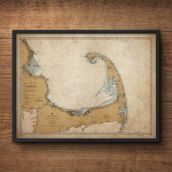 Cape Cod Map, Vintage Cape Cod Map, Nautical Decor, Large Wall Art, Extra Large Poster, Above Bed Decor, Bedroom Art, Antique Map