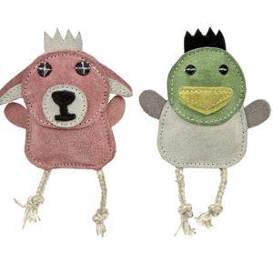 Natural Leather Wee Buddies Duck & Bunny Dog Chew Toys, 2 Pack