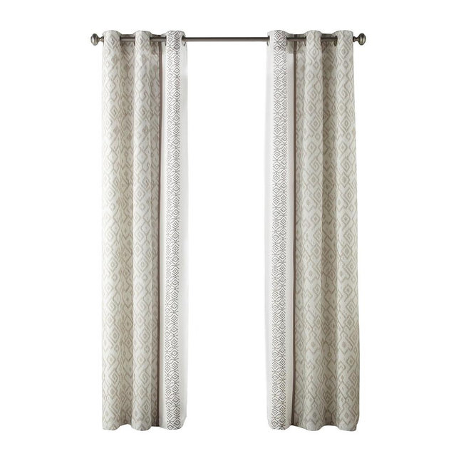LANCO MODERN LIFESTYLE Curtain Panels, Taupe, 2Pcs, 37x84 Inches, Soft Elegant Boho Print Light Filter Drapes for Living Room and Bedroom