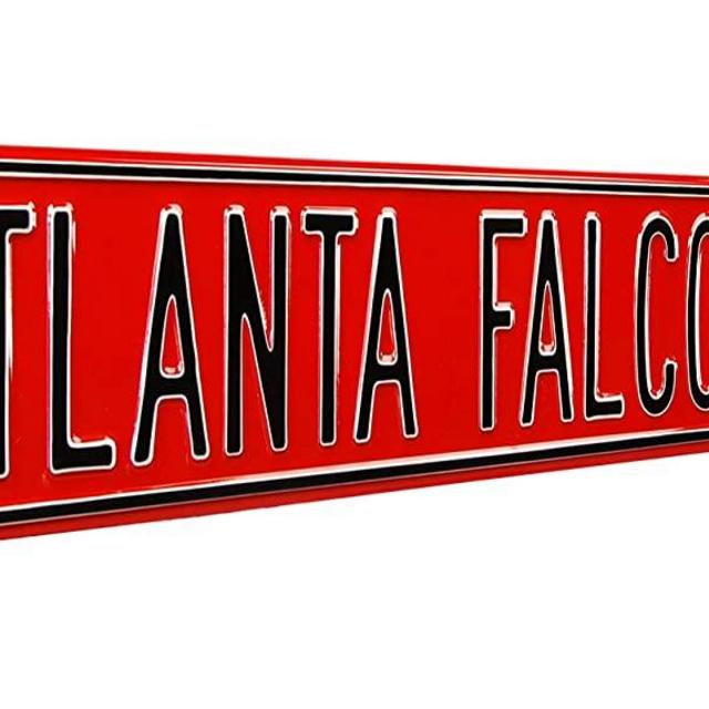 Fremont Die NFL Atlanta Falcons Ave, Metal Wall Decor- Large, Heavy Duty Steel Street Sign – Football Wall Decor for Dorm Room Decorations, Man Cave Decor, Office and Gifts, 36" x 6"