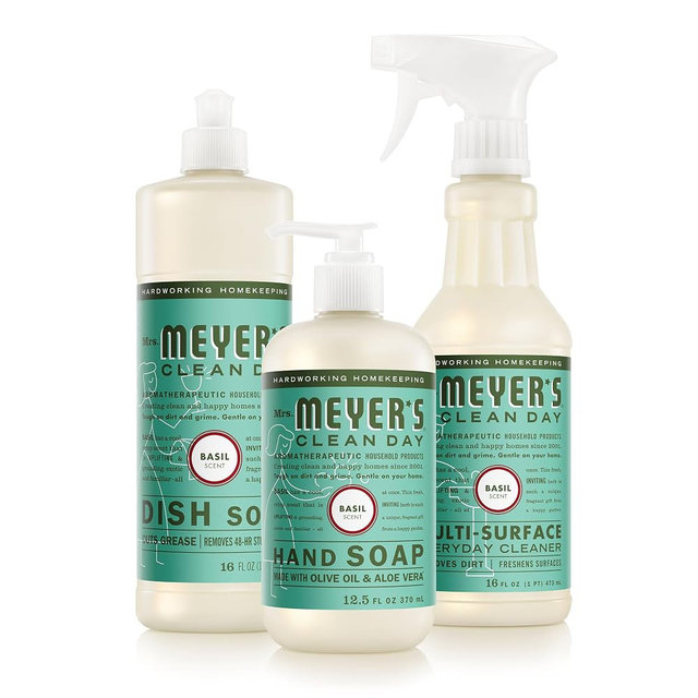 Mrs. MEYER'S Clean Day Kitchen Basics Gift Set, Basil Scent Cleaning Supplies, includes Dish Soap, Hand Soap and Multi Surface Cleaner