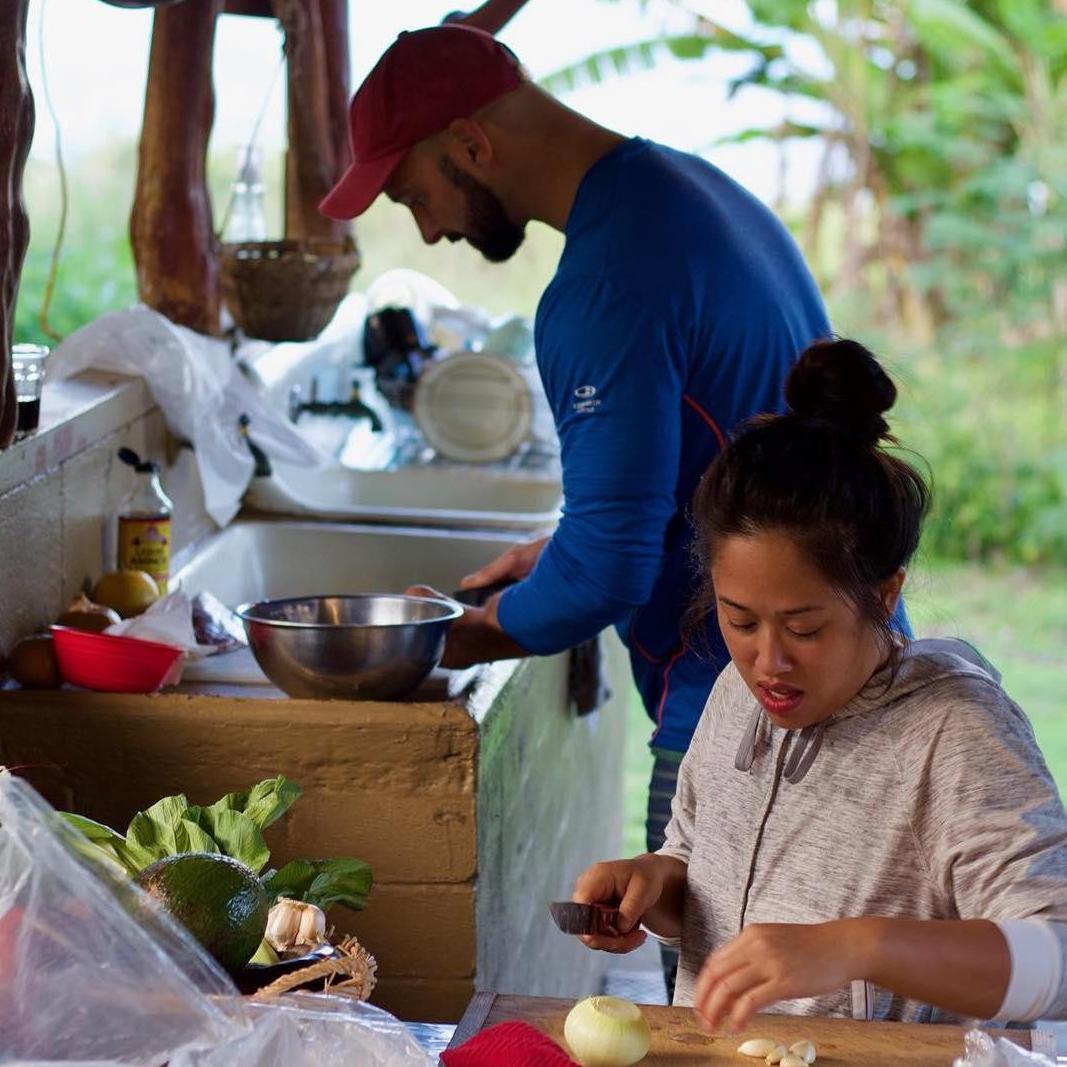 Cooking at our outdoor kitchen on the Big Island - Christmas 2017!