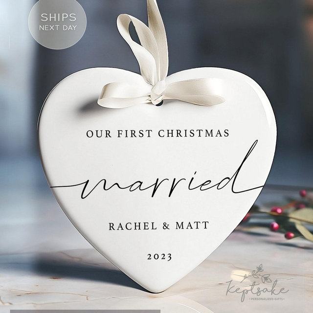 First Christmas Married Ornament - Wedding Keepsake - First Christmas As Mr & Mrs Gift 2025