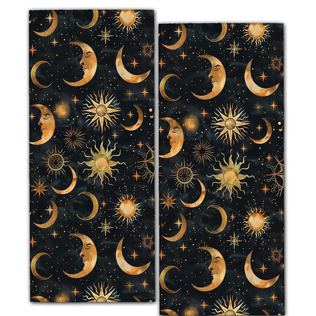 ainori Sun and Moon 2 Pack Hand Towels, 14.5x28 Inch Towel Set with Celestial Starry Night, Soft Absorbent Polyester, for Bathroom Kitchen Cabin Travel Home Decor Gifts for Cosmic Lover